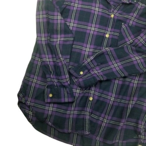 American Eagle Outfitters Soft Flannel Plaid Shirt Womens M Purple Viscose Blend - Picture 9 of 12